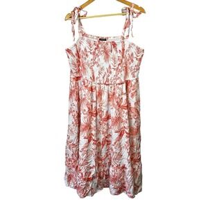 Torrid Peach Orange Floral Smocked Sundress Size 3 22/24 3X Midi Dress